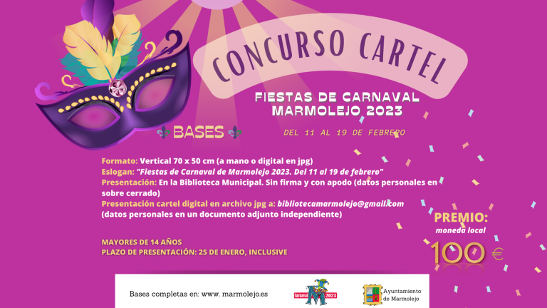 Abierto el plazo de presentación de propuestas para el cartel de las Fiestas de Carnaval de Marmolejo 2023
